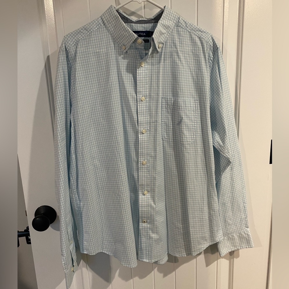 Nautica Men's Light Blue Gingham Shirt